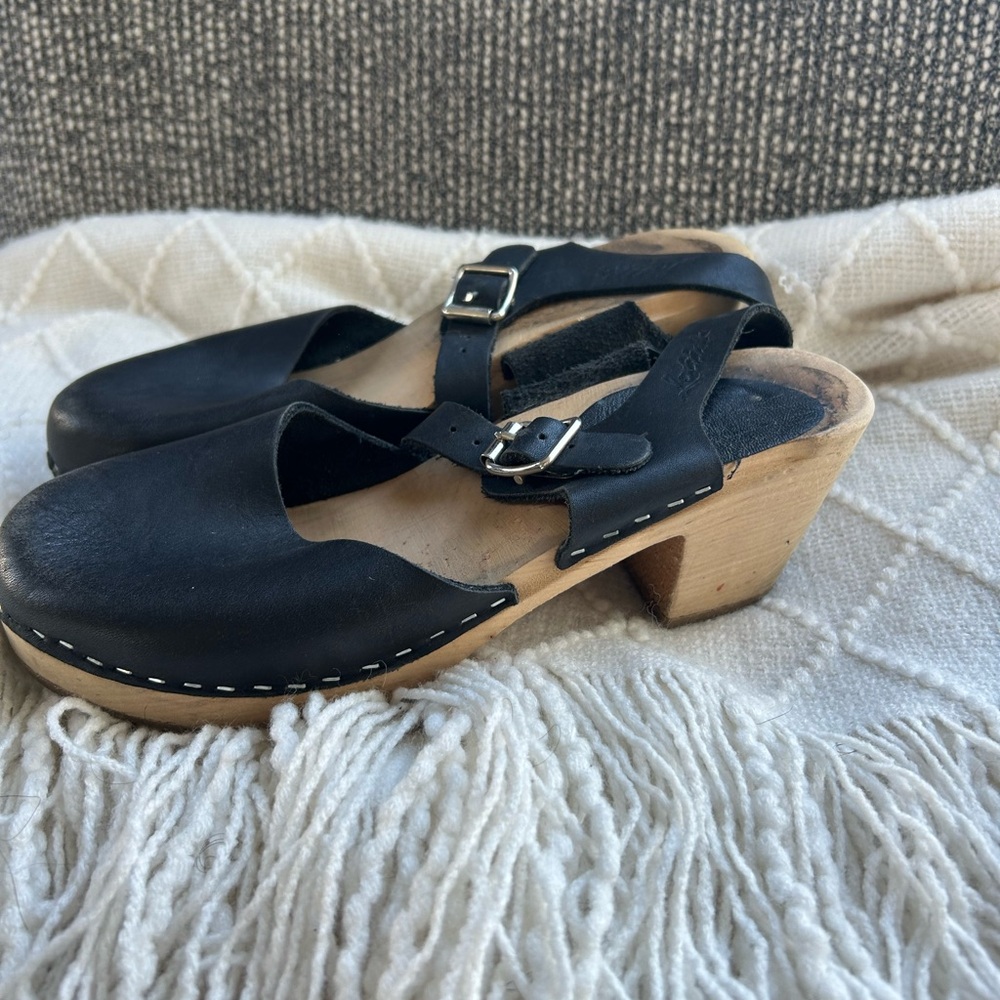 Lotta from Stockholm Black Leather Clogs